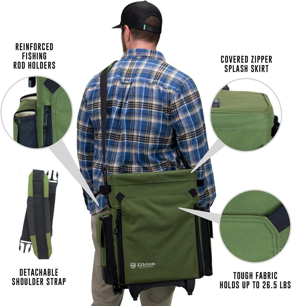 Elkton Outdoors Rolling Tackle Box with Wheels
